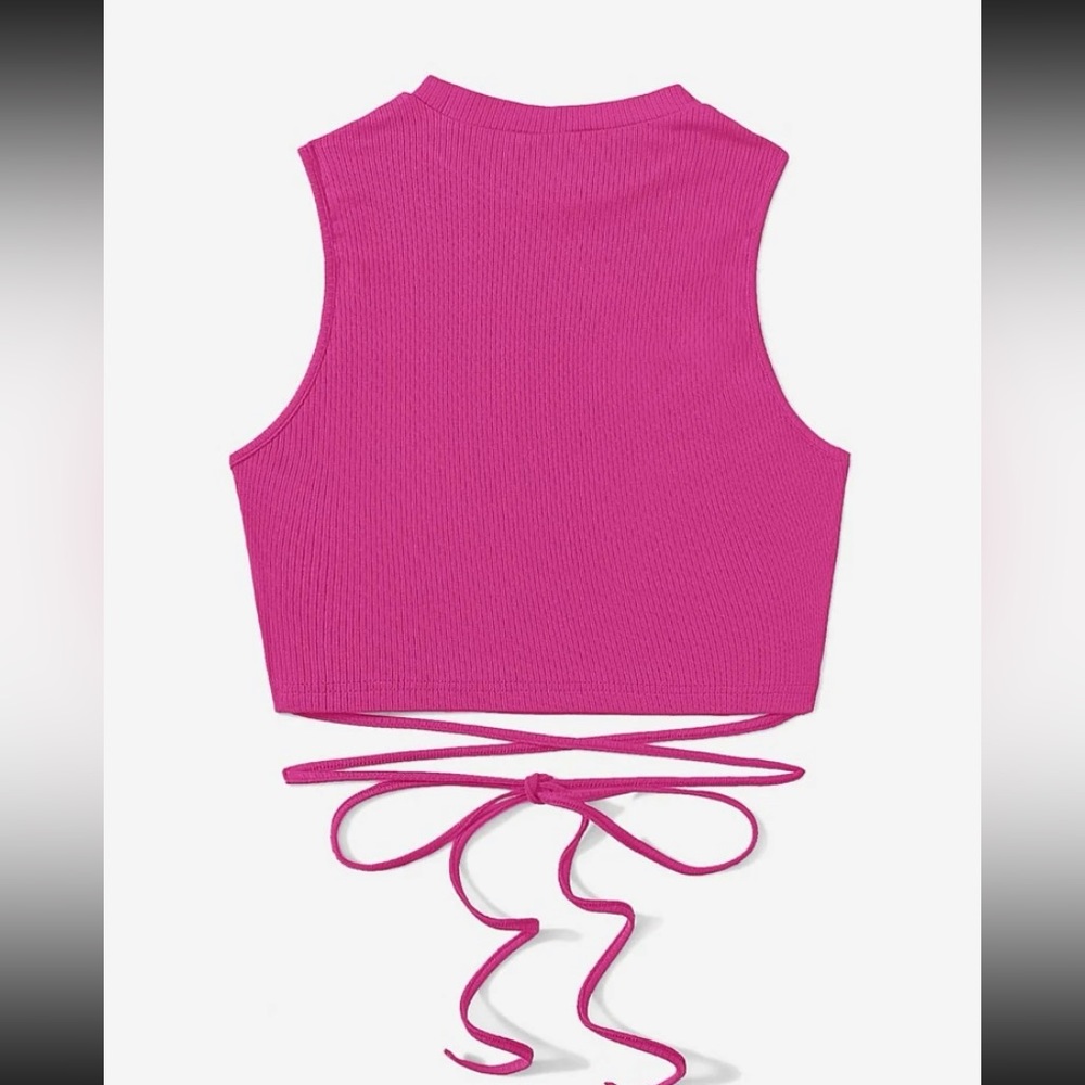 shein crisscross tie back crop tank top